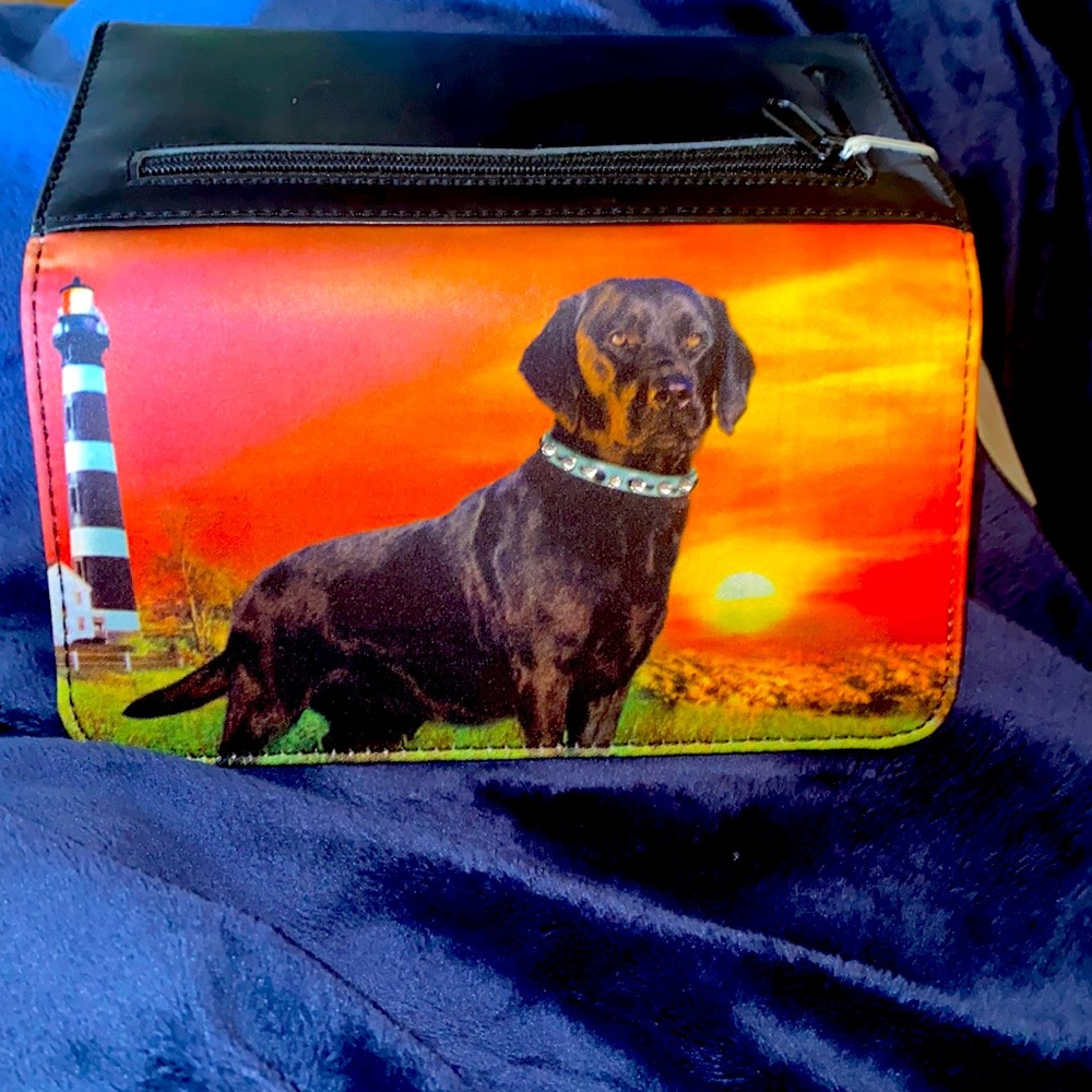 Black Lab Wallet with Rhinestone Collar